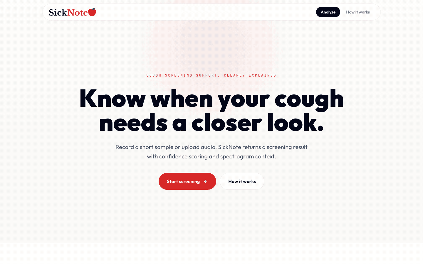 The SickNote web app